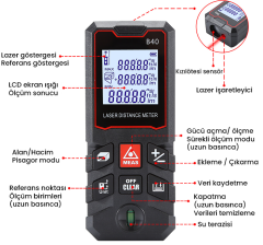 B40 Temel Seviye 40M Lazer Mesafe Ölçer