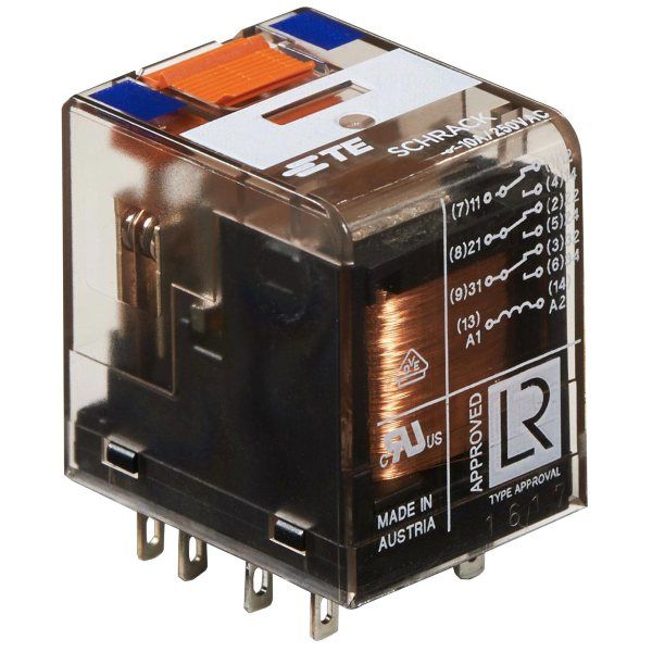 Schrack PT370110 110VDC 3C/O 10A End-Röle Test Butonlu