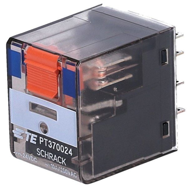 Schrack PT370024  24VDC 3C/O 10A End-Röle Test Butonlu