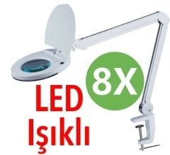 B129 LED Işıklı Masaüstü 8x Büyüteç