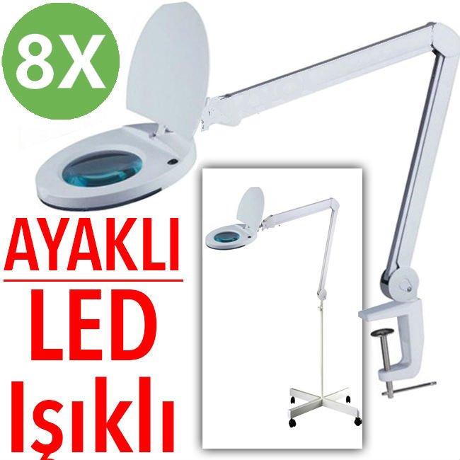 B129 Ayaklı ve Masaüstü LED Işıklı 8x Büyüteç